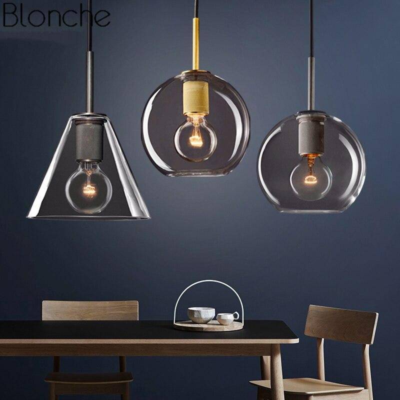 Suspension design LED en verre arrondi au style Loft Industriel - vue 2 sur 8