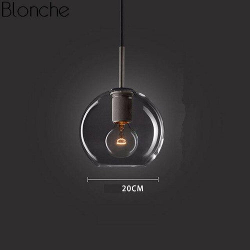 Suspension design LED en verre arrondi au style Loft Industriel