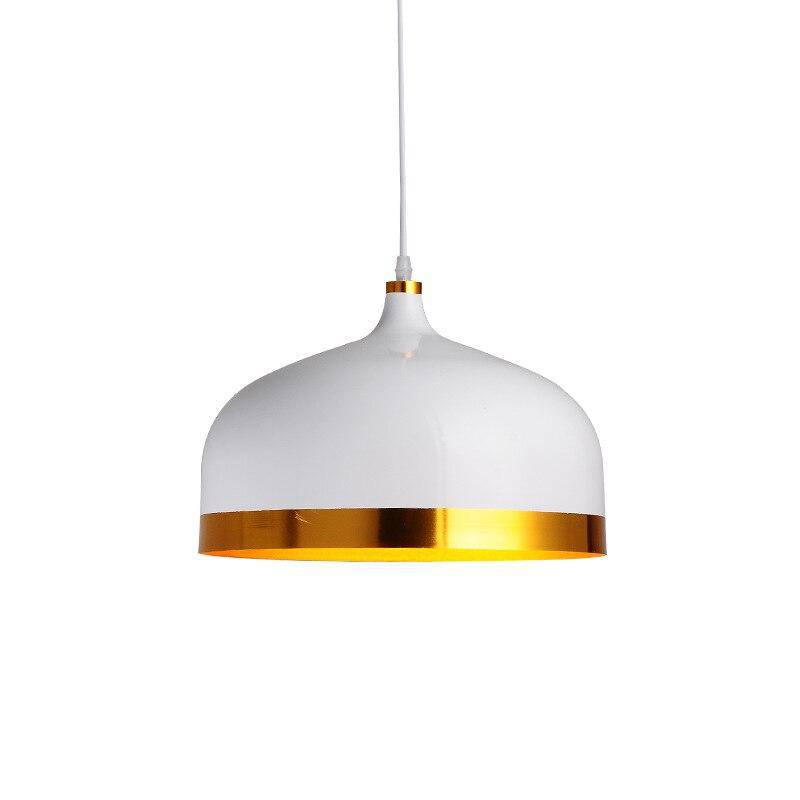 Suspension design LED avec abat-jour en métal arrondi au bords dorés Loft - vue 4 sur 14