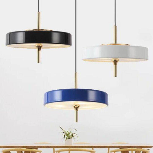 Suspension design LED avec abat-jour circulaire en métal style Juna