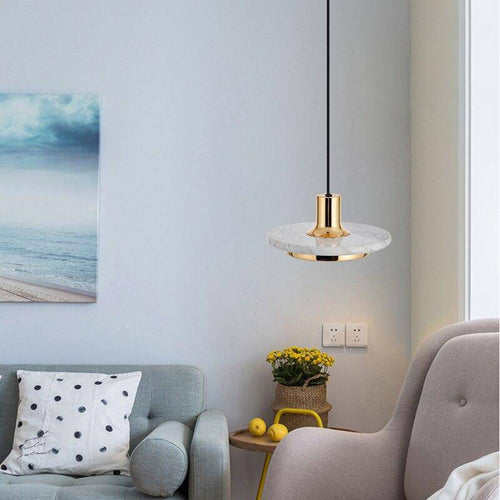 Suspension design LED avec abat-jour en forme de disque chromé Luxury