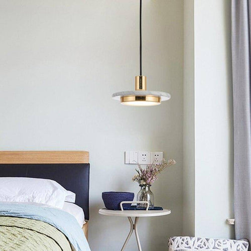 Suspension design LED avec abat-jour en forme de disque chromé Luxury