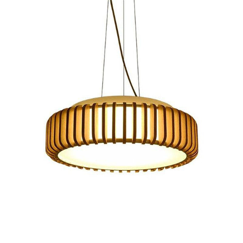 Suspension design LED en bois avec abat-jour en disque Hang - vue 6 sur 6
