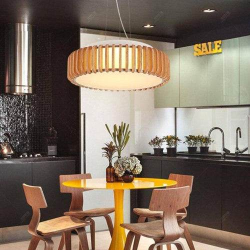 Suspension design LED en bois avec abat-jour en disque Hang - vue 4 sur 6