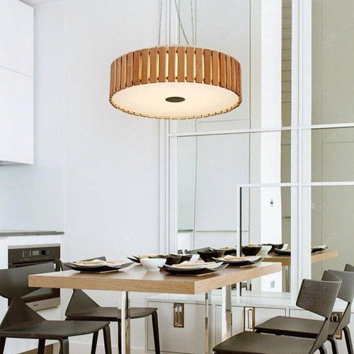 Suspension design LED en bois avec abat-jour en disque Hang - vue 3 sur 6