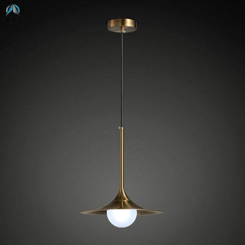 Suspension design LED en métal doré avec abat-jour arrondi Vigour