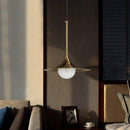 Suspension design LED en métal doré avec abat-jour arrondi Vigour
