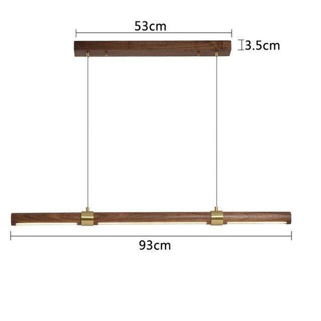 Suspension design LED avec tube allongé en bois style Creative