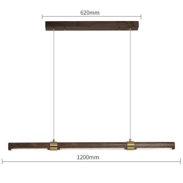 Suspension design LED avec tube allongé en bois style Creative