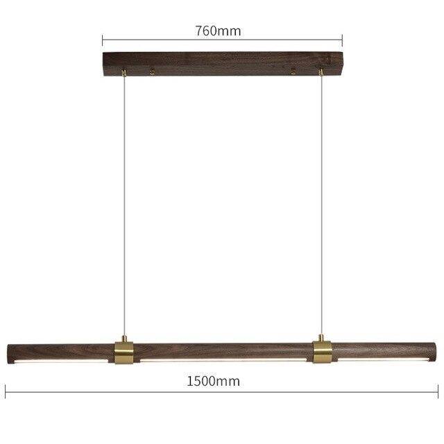 Suspension design LED avec tube allongé en bois style Creative