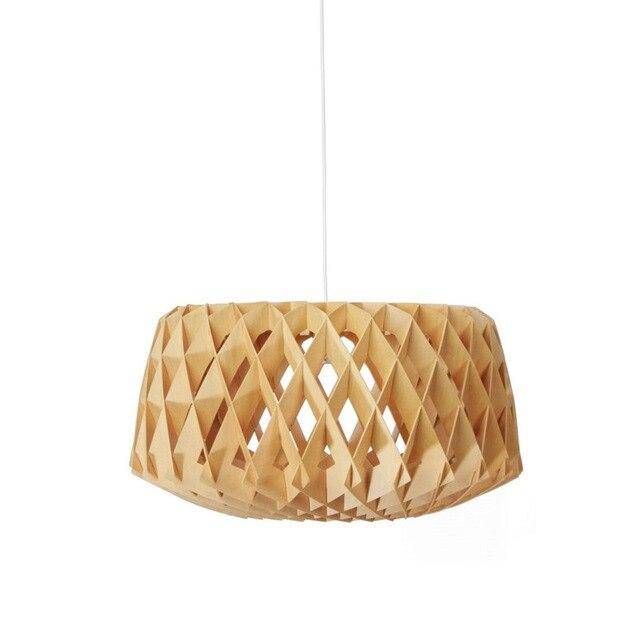 Suspension moderne LED en forme de cage en bois style scandinave