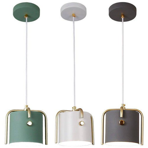 Suspension design à LED avec abat-jour cylindrique en métal coloré Nordic - vue 8 sur 8