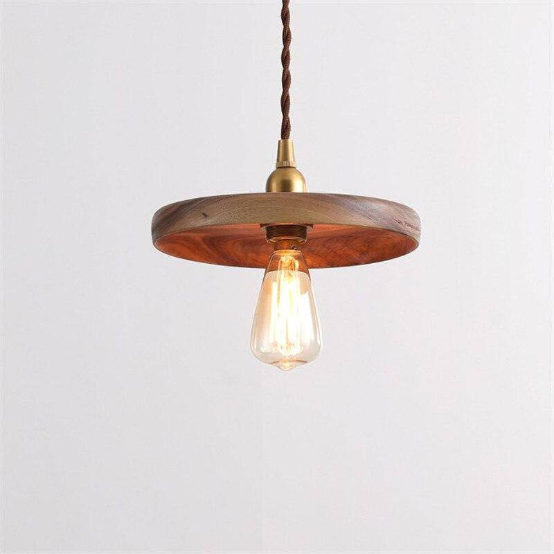 Suspension industriel LED avec disque en bois et ampoule Edison - vue 4 sur 4