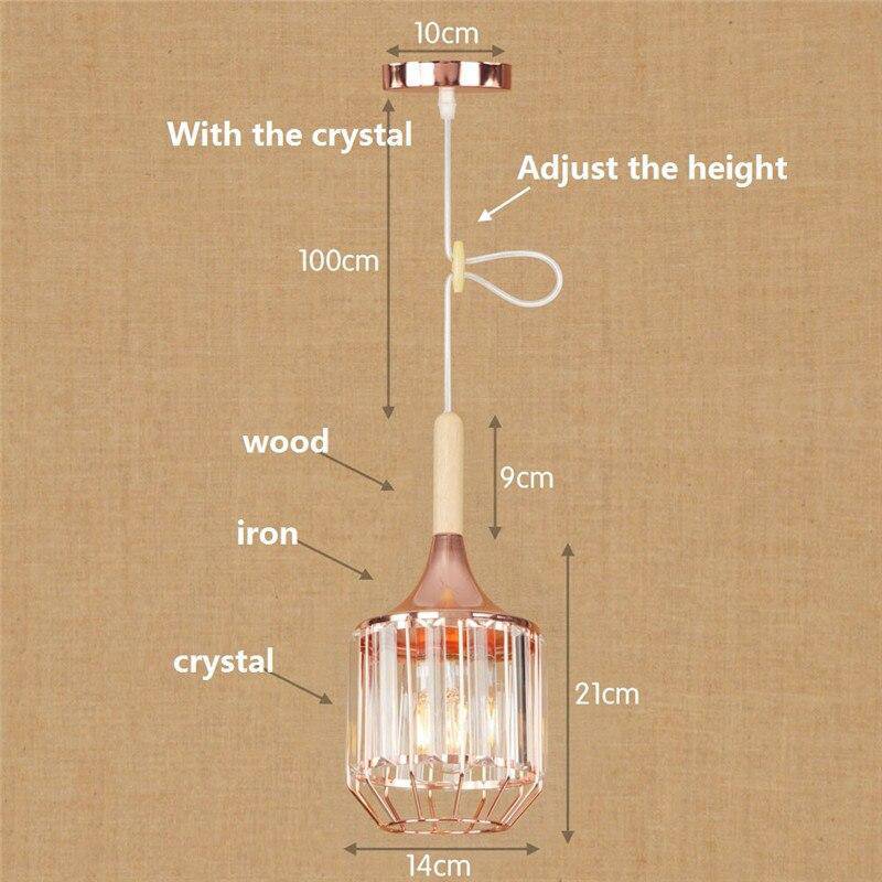 Suspension rétro LED en métal rose gold et verre cristal - vue 4 sur 3