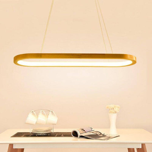 Lustre design LED avec anneaux en bois style Nordic - vue 4 sur 4