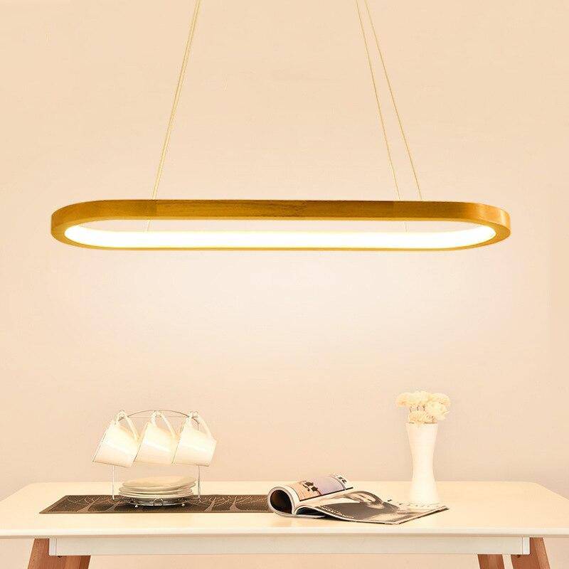 Lustre design LED avec anneaux en bois style Nordic - vue 4 sur 4