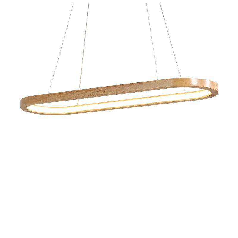 Lustre design LED avec anneaux en bois style Nordic - vue 3 sur 4