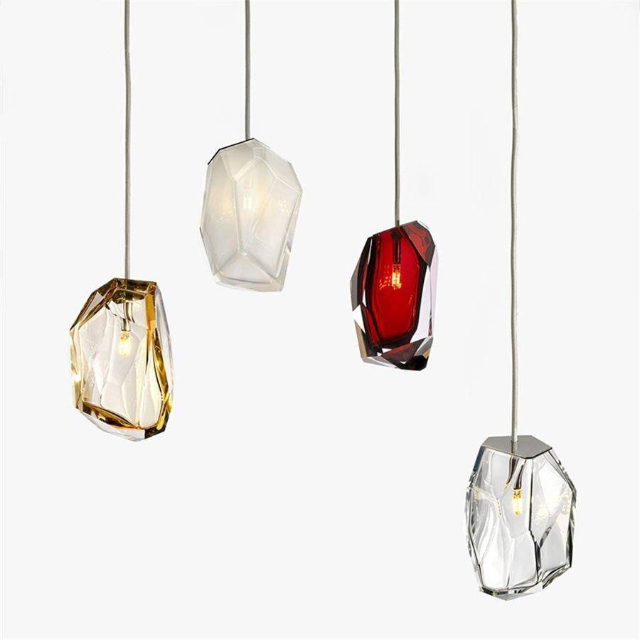 Suspension design à LED en verre cristal coloré Luxury - vue 3 sur 10