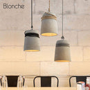 Suspension design à LED avec abat-jour en ciment et corde rustique