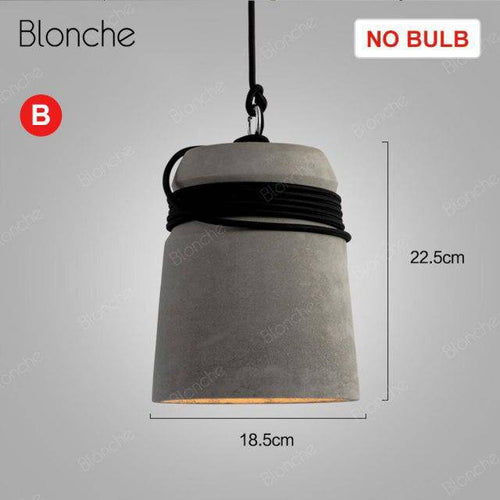 Suspension design à LED avec abat-jour en ciment et corde rustique