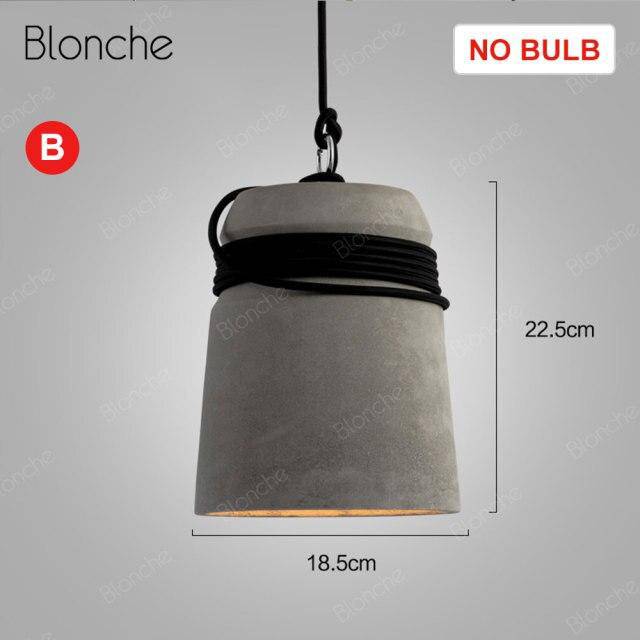 Suspension design à LED avec abat-jour en ciment et corde rustique