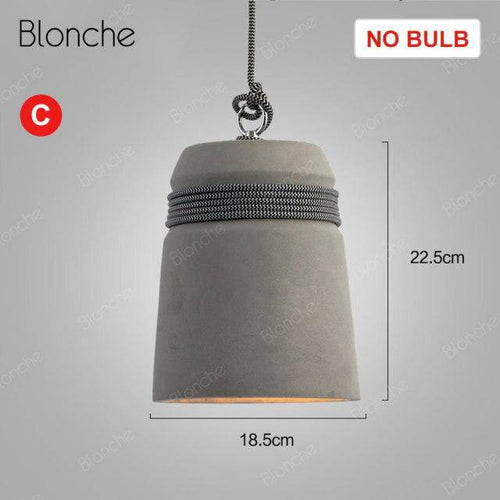 Suspension design à LED avec abat-jour en ciment et corde rustique
