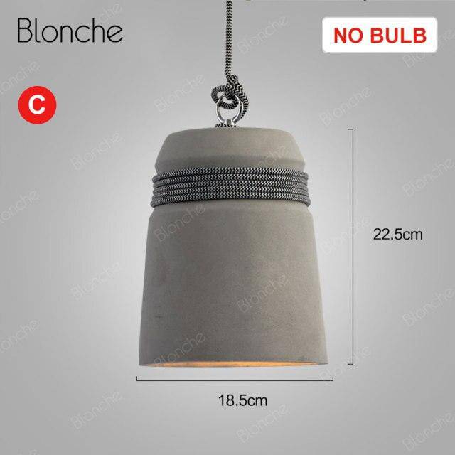 Suspension design à LED avec abat-jour en ciment et corde rustique
