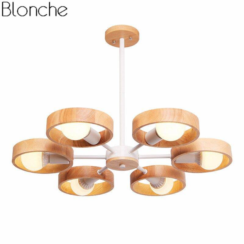 Lustre moderne à LED avec disque en bois style Japan - vue 9 sur 14