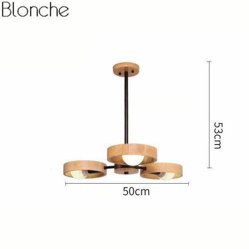 Lustre moderne à LED avec disque en bois style Japan