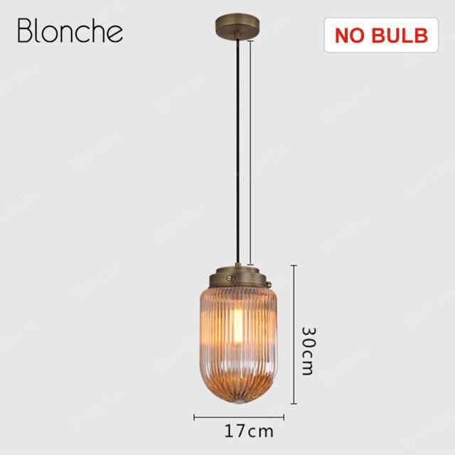 Suspension design LED en verre oval et métal industriel