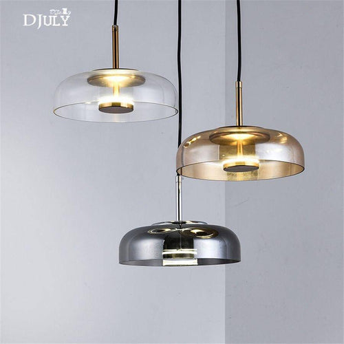 Suspension design à LED avec abat-jour en verre et finitions Luxury