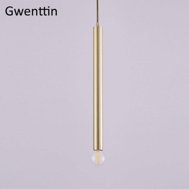 Suspension design cylindre doré à LED Simple