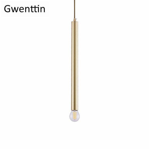Suspension design cylindre doré à LED Simple - vue 7 sur 7