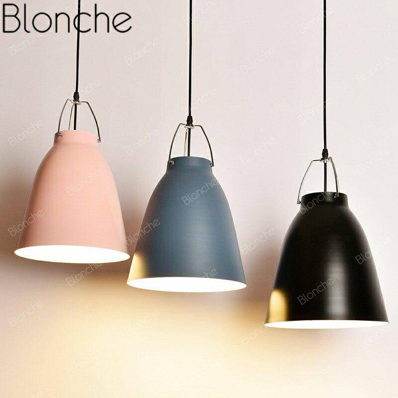 Suspension design à LED en métal avec abat-jour coloré Loft - vue 5 sur 15