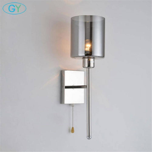 Applique murale design chromée à LED et abat-jour cylindrique en verre - vue 4 sur 4