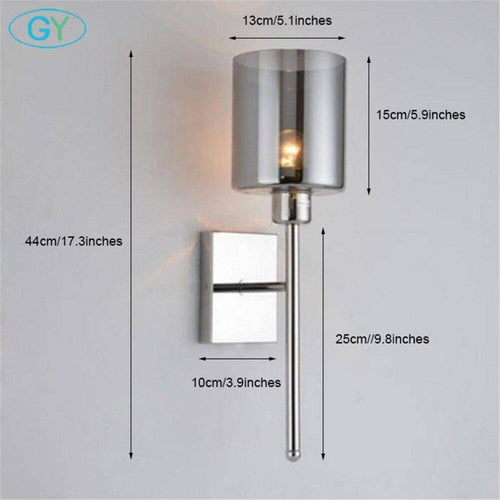 Applique murale design chromée à LED et abat-jour cylindrique en verre - vue 5 sur 4