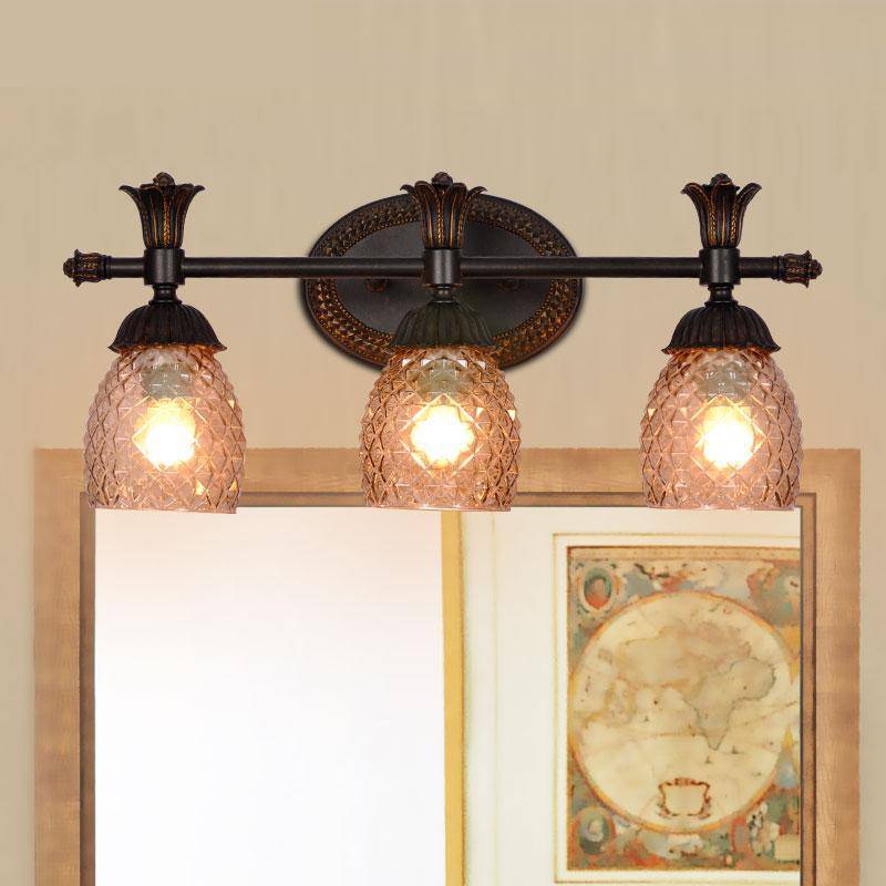 Applique murale rétro LED avec abat-jour en verre diamant - vue 5 sur 7