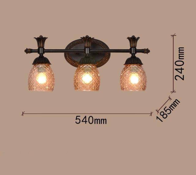 Applique murale rétro LED avec abat-jour en verre diamant