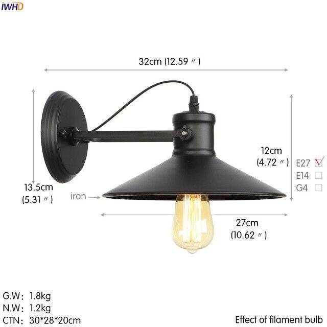 Applique murale rétro LED en métal avec ampoule en verre style industriel Edison