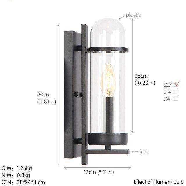 Applique murale rétro LED en métal avec ampoule en verre style industriel - vue 6 sur 6