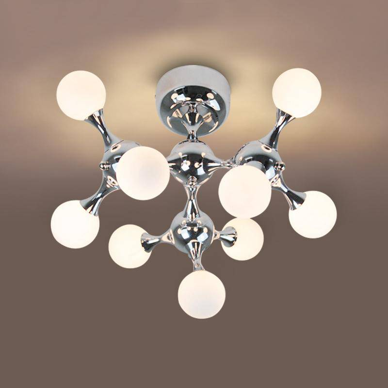 Plafonnier chromé à LED style molécule moderne - vue 4 sur 5