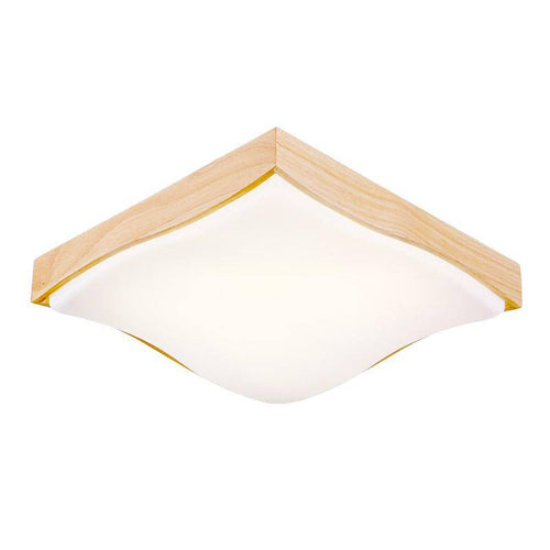 Plafonnier LED en bois carré à vague - vue 2 sur 4