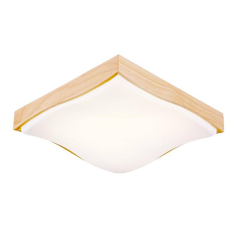 Plafonnier LED en bois carré à vague - vue 2 sur 4