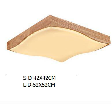 Plafonnier LED en bois carré à vague - vue 3 sur 4