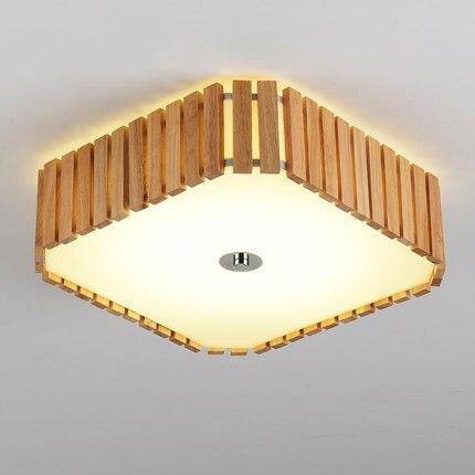 Plafonnier en bois à LED carré aux bords arrondis Simple - vue 4 sur 5