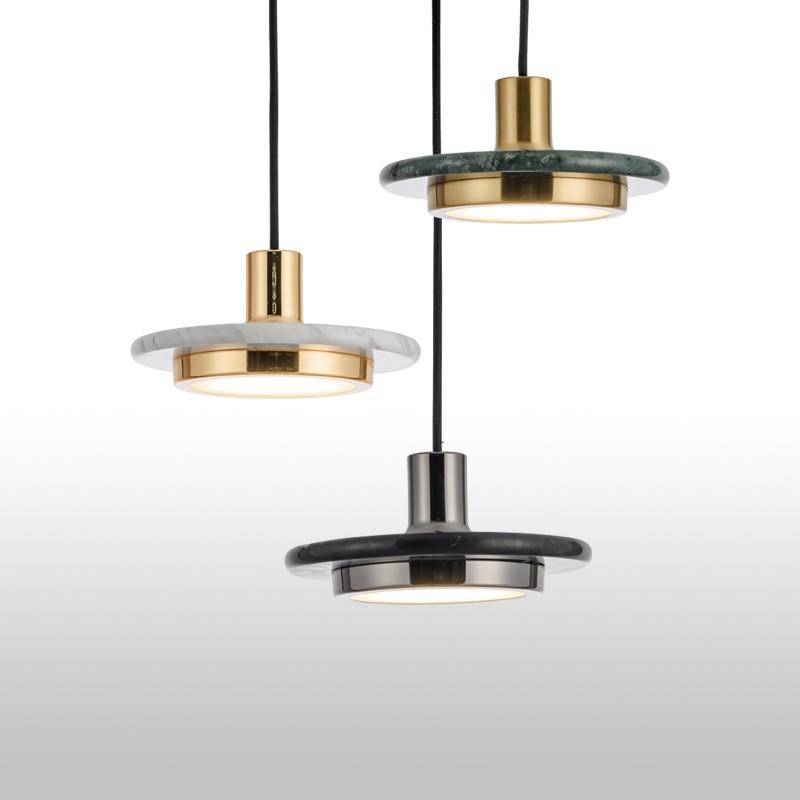Suspension design en verre et style marbre Line - vue 3 sur 9