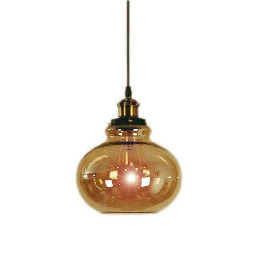 Suspension ovale en verre ambré European