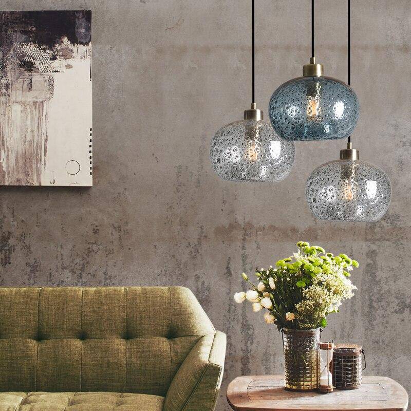 Suspension design LED arrondie en verre coloré Life - vue 3 sur 6