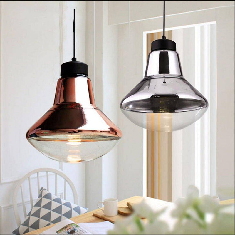 Suspension design LED en verre chromé Bronze
