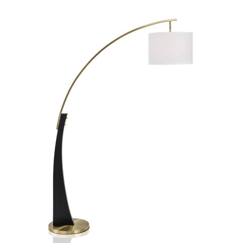 Lampadaire LED design doré arrondi et abat-jour Foyer